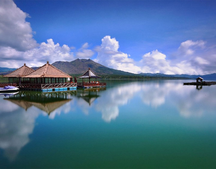 Mount Batur Volcano and the lake form Kintamani Village
